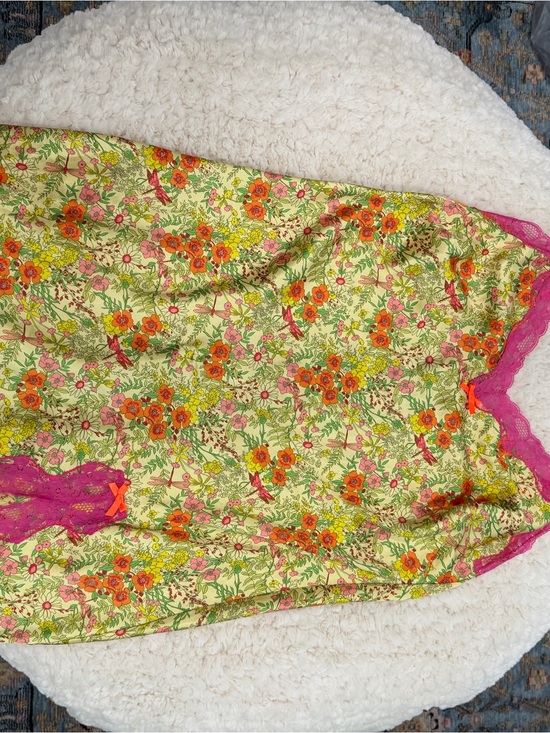 Victoria's Secret Other - Victoria's Secret Yellow Floral Casual Dress with Pink Trim